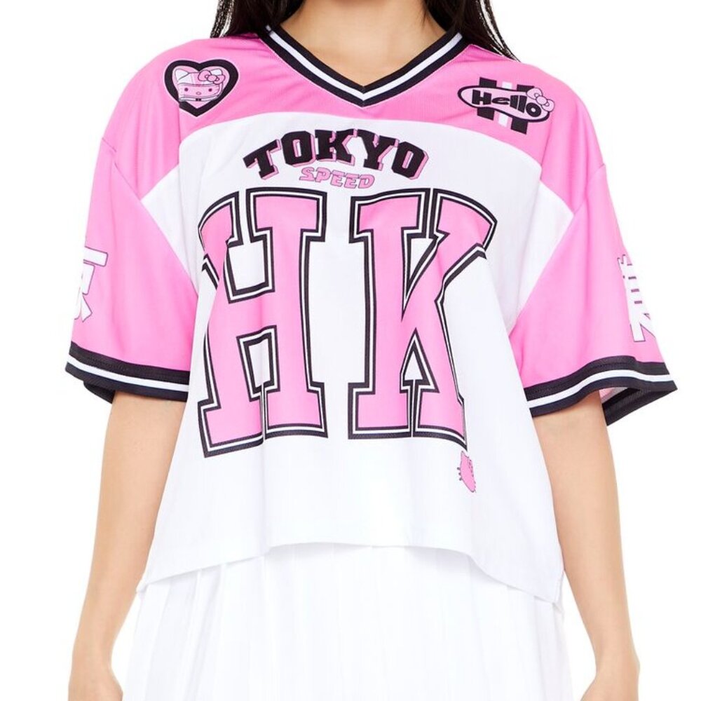 Sanrio Hello Kitty Forever 21 Tokyo Speed Jersey Tee Shirt Pink XS